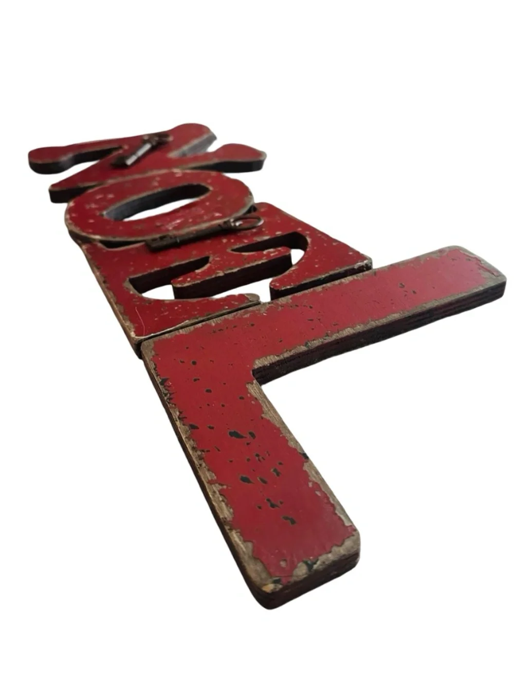 Vintage-style NOEL Christmas Hand Carved & Painted Sign 21”x7.5” Wood Wall Decor